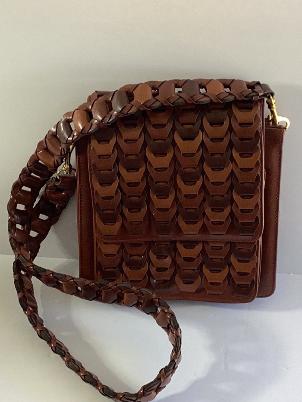 Leather Woven Crossbody Purse
